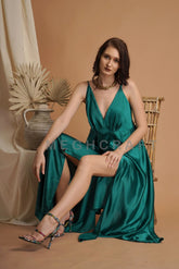 Women Trendy Silk Slit Dress