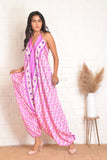 Light Pink Boho Silk Halter Jumpsuit