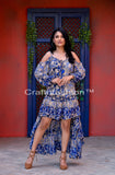 Blue Long Sleeve Prom Dress