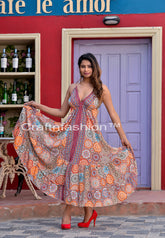 Mandala Silk Halter Maxi Dress