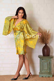 Minivestido bohemio de seda amarillo