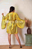 Minivestido bohemio de seda amarillo