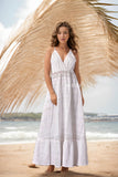 Vestido largo con cuello halter Schiffli blanco