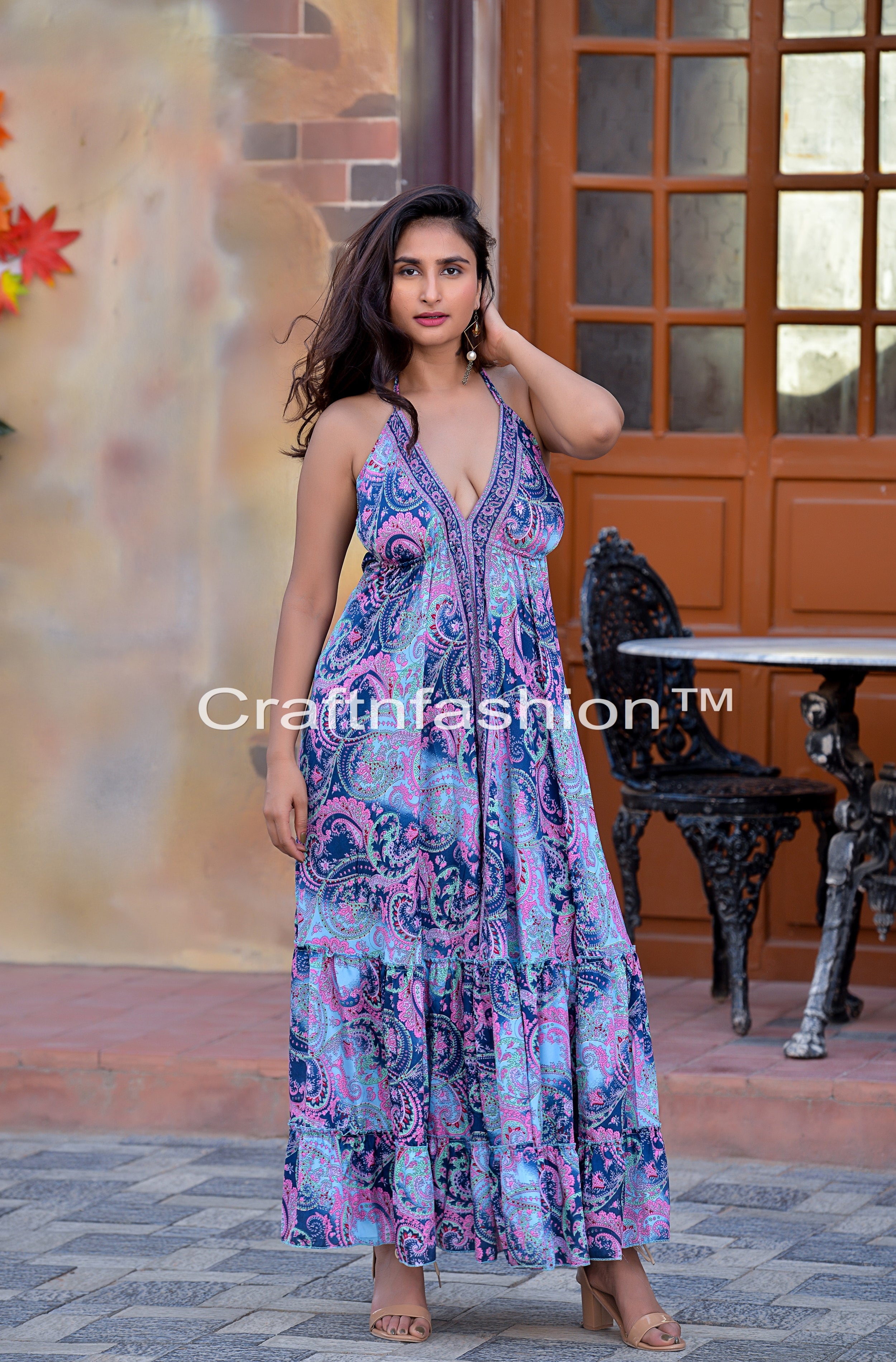 Boho Silk Halter Maxi Dress Boho Silk Halter Maxi Dress