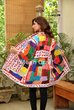Chaqueta de trabajo india Kantha con apliques
