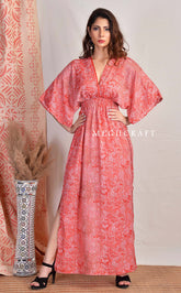 V-Neck Kaftan Silk Dress