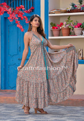 Bohemian Silk Halter Maxi Dress
