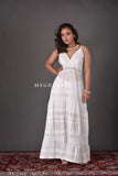 White Schiffli Smocked Maxi Dress