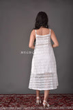 White Spaghetti Style Schiffli Dress