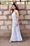 Designer Schiffli White Maxi Dress