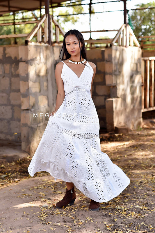 White lace Schiffli Dress