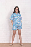 Floral Block Printed Cotton Pajama Set