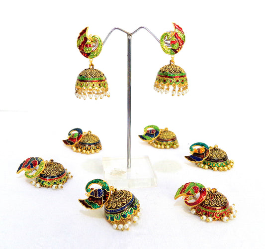 Peacock Style Jhumka Earrings