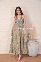 Boho Chic Silk Halter Dress