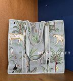 Animal Print Cotton Quilted Tote Bag