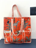 Jungle Themed Cotton Quilted Tote Bag