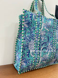 Cotton Quilted Tote Bag Zip Closure