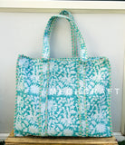 Floral Cotton Quilted Beach Bag