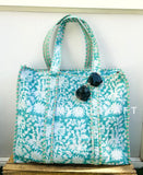Floral Cotton Quilted Beach Bag