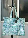 Floral Cotton Quilted Beach Bag