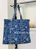 Cotton Quilted Tote Bag Zip Closure