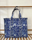 Cotton Quilted Tote Bag Zip Closure