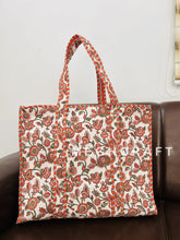 Block Printed Cotton Quilted Tote Bag