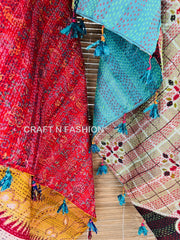 Silk Kantha Scarves with Tassels