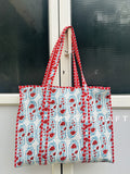 Paisley Print Cotton Quilted Tote Bag