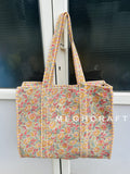 Floral Cotton Quilted Tote Bag