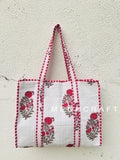 Block Printed Cotton Quilted Tote Bag