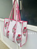 Block Printed Cotton Quilted Tote Bag