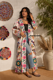 Chaqueta tipo kimono larga blanca