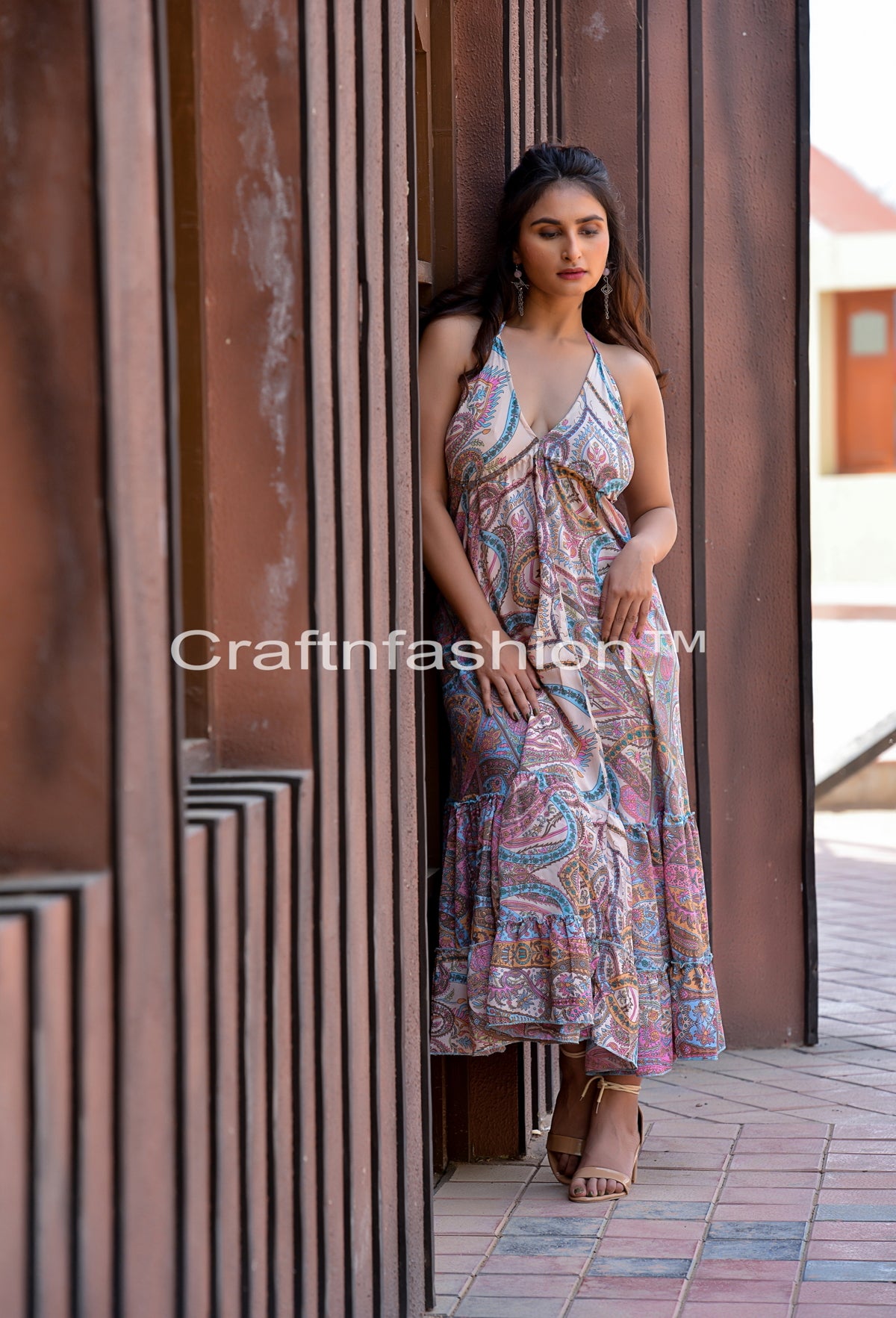 Recycled Silk Halter Maxi Dress