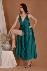 Women Trendy Silk Slit Dress