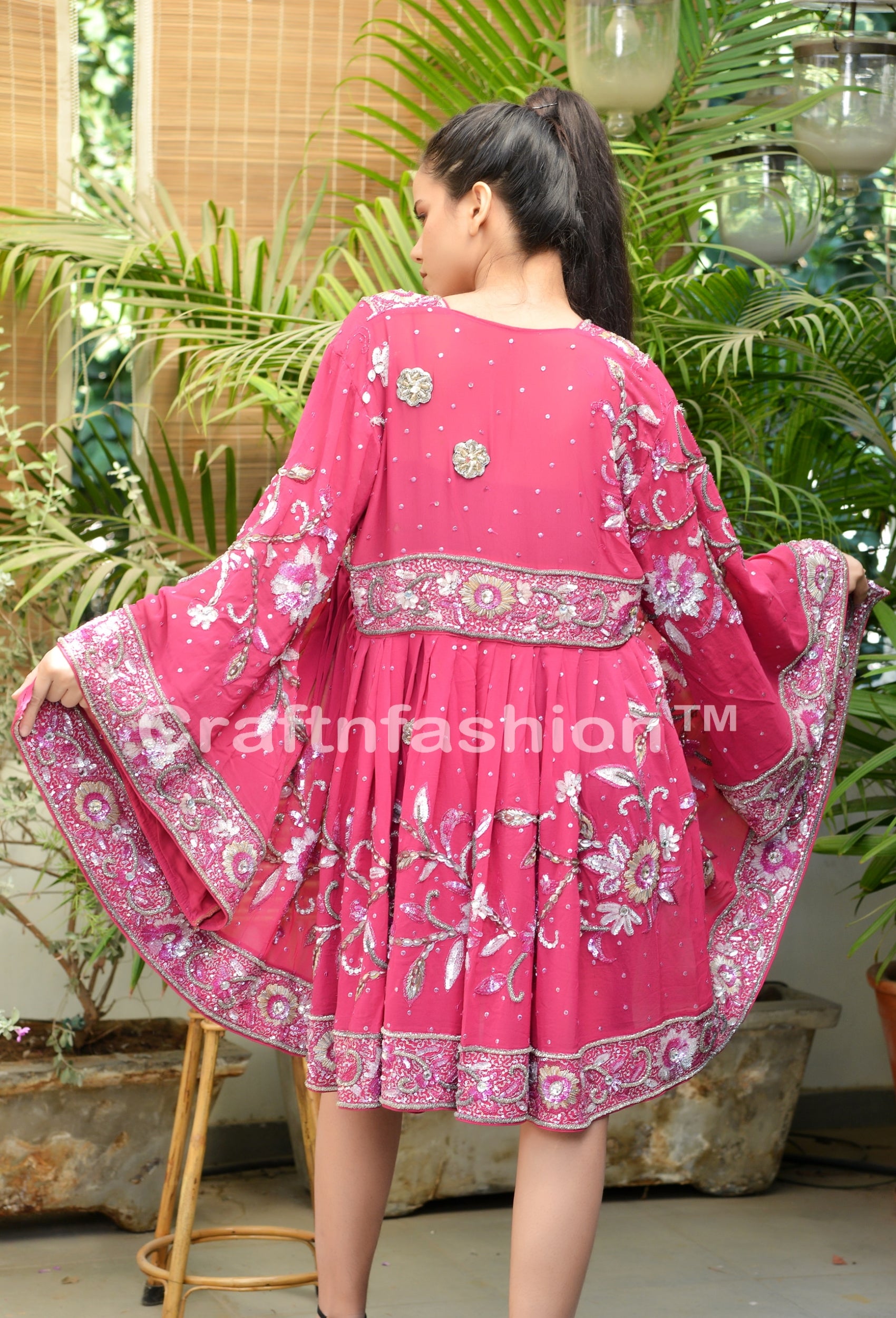 party wear dress with shrug Light Pink Cotton Silk Party Wear Shrug Dress-set of 2 South India Shopping Mall