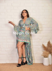 Indian Silk High Low Skirt Set
