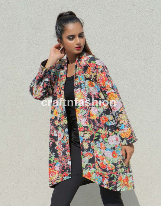 Floral Kantha Embroidered Coat