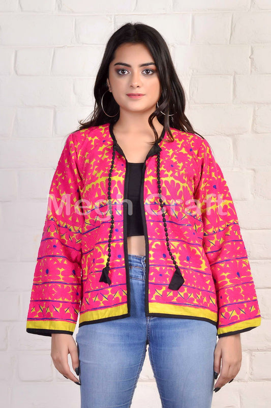 Pink Hand Embroidered Kutch Jacket