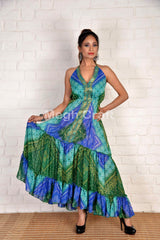 Chiffon Bandhani Halter Dress
