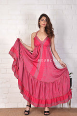 Robe longue dos nu en soie pour femme