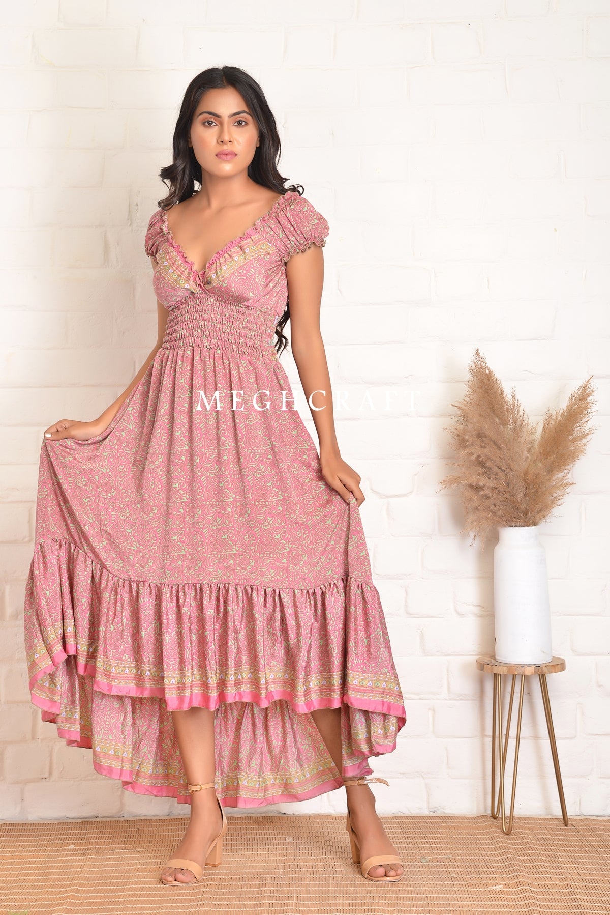 Vintage Silk High Low Dress