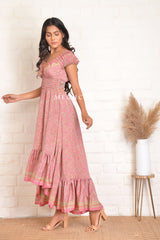 Vestido indio vintage de seda alto y bajo