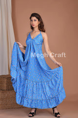 Vestido De Seda Reciclada Azul Cielo