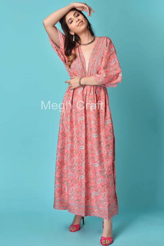 Robe fendue en soie style Boho pour femmes