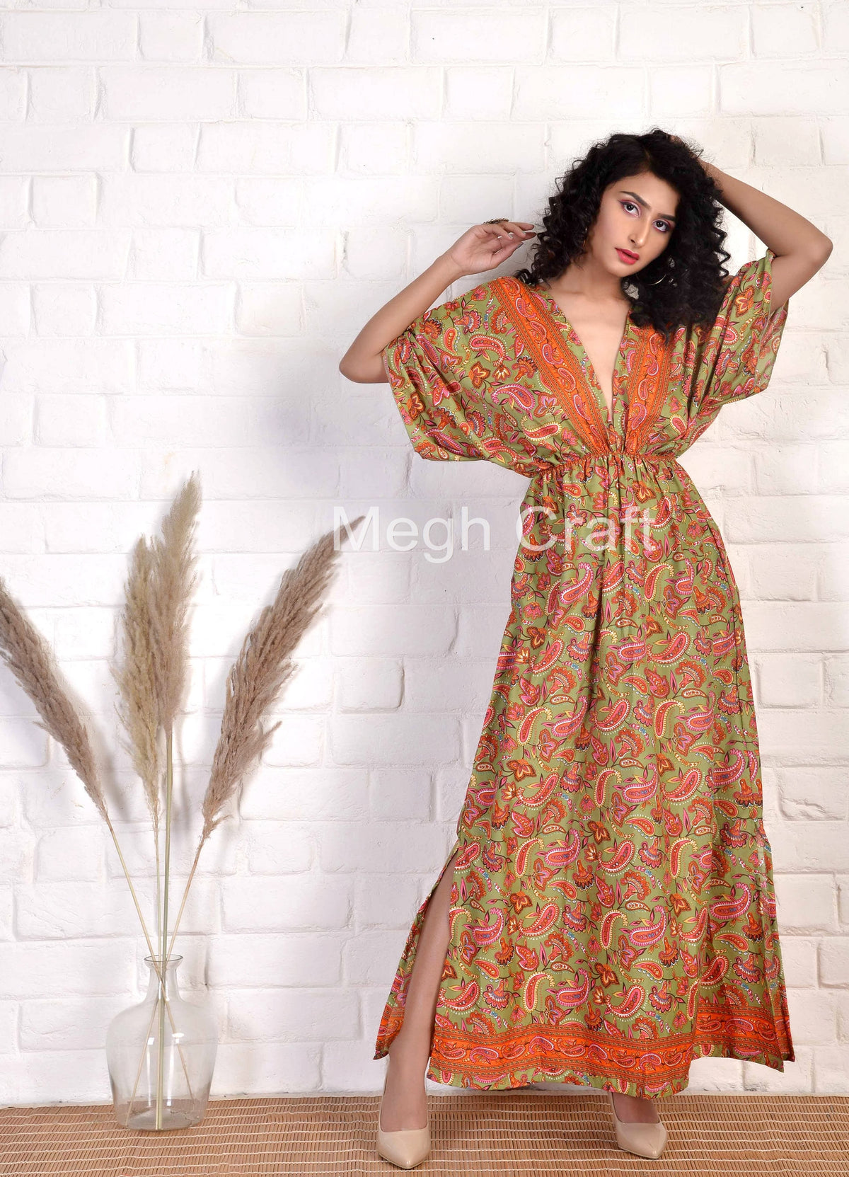 Paisley Upcycled Silk V-Neck Dress