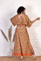 Paisley Print Silk V-Neck Dress