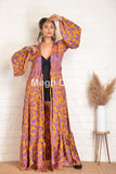 Kimono cruzado con volantes florales