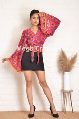 Women Embroidered Tie Top