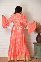 Boho Peach Floral Long Kimono